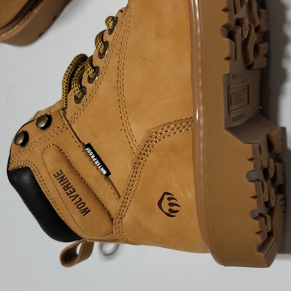 Wolverine Womens 5.5W Mustard Waterproof Work Boots Leather Composite Toe Shoes - Picture 6 of 16